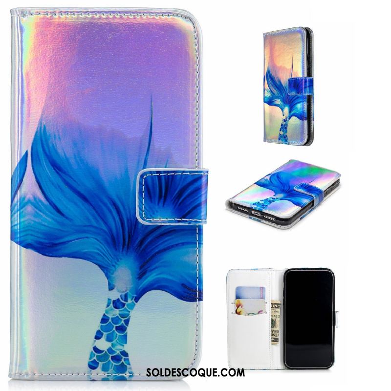 Coque Huawei Y7 2018 Étoile Téléphone Portable Bleu Support Étui Pas Cher