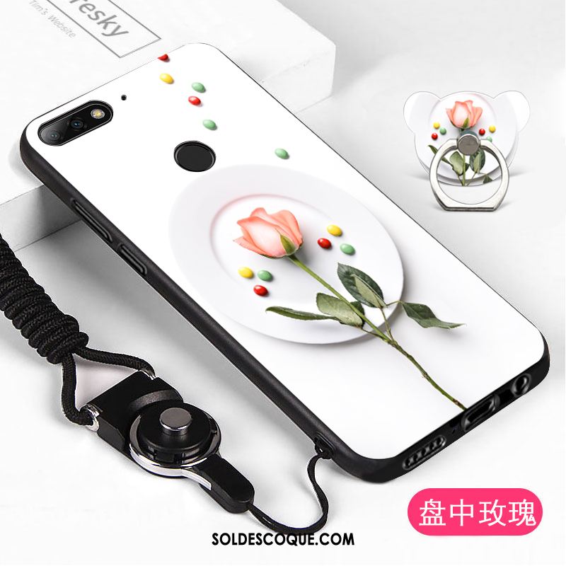 Coque Huawei Y7 2018 Étui Ornements Suspendus Téléphone Portable Blanc Pas Cher