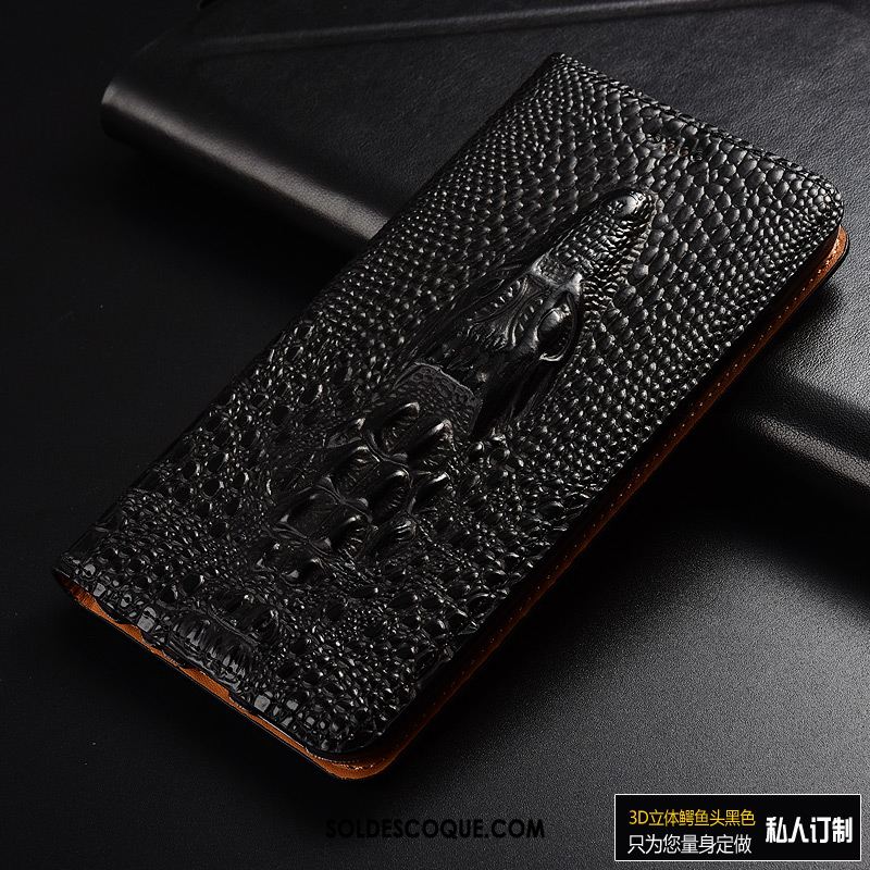 Coque Huawei Y7 2019 Crocodile Tout Compris Protection Cuir Véritable Bleu Soldes