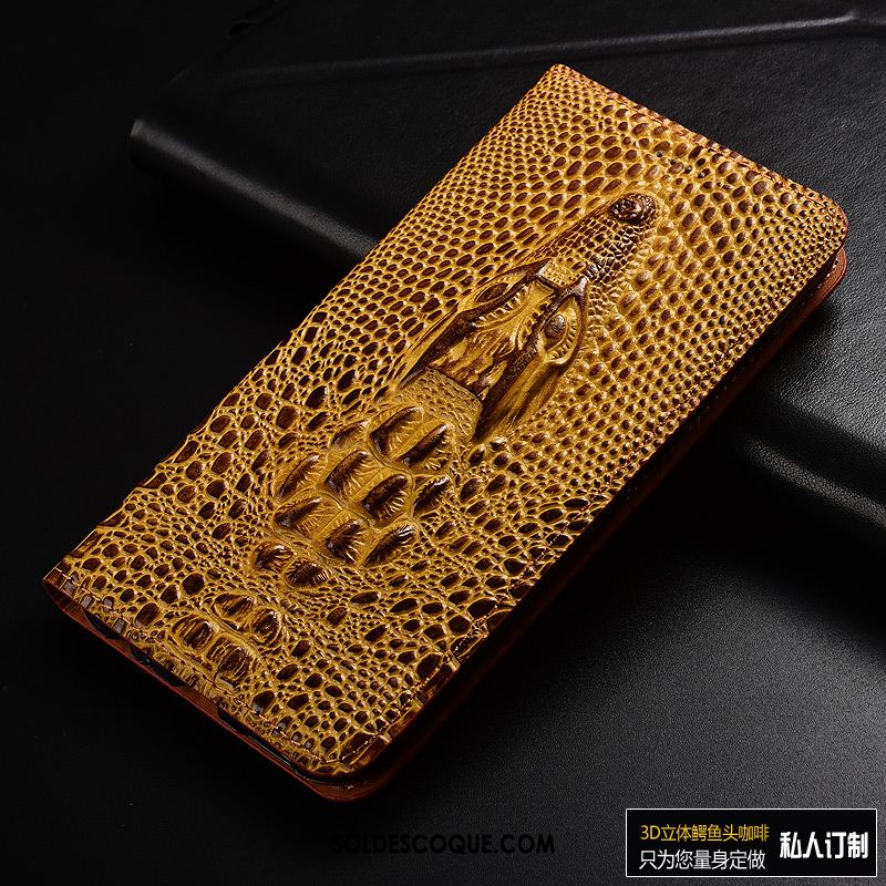 Coque Huawei Y7 2019 Crocodile Tout Compris Protection Cuir Véritable Bleu Soldes