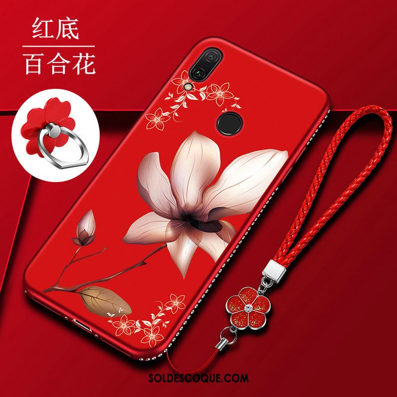 Coque Huawei Y7 2019 Incruster Strass Silicone Créatif Rouge Téléphone Portable Pas Cher