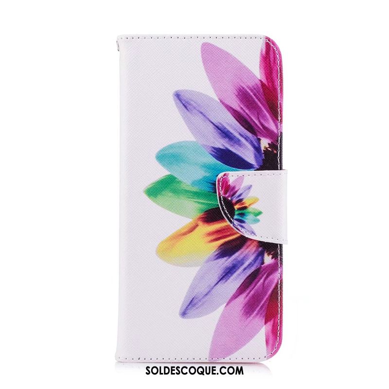 Coque Huawei Y7 2019 Rose Étui En Cuir Peinture Téléphone Portable Protection Pas Cher