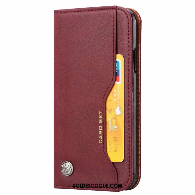 Coque Huawei Y7 2019 Étui En Cuir Magnétisme Protection Carte Classic En Ligne