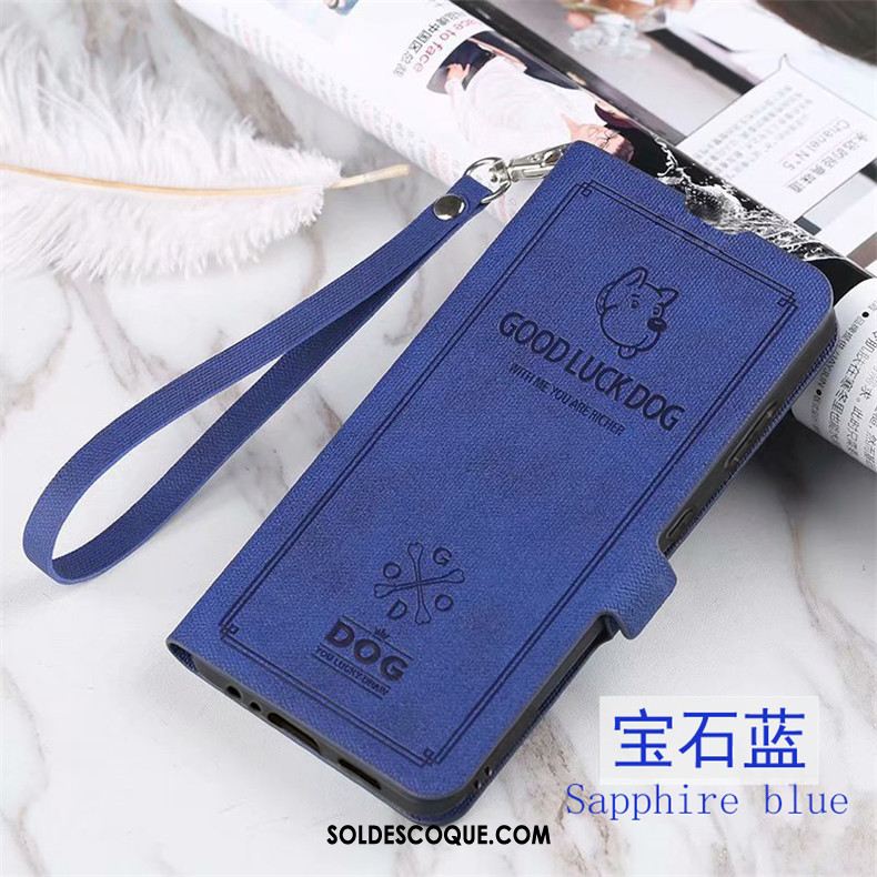 Coque Huawei Y7 2019 Étui Étui En Cuir Bleu Téléphone Portable Incassable Pas Cher