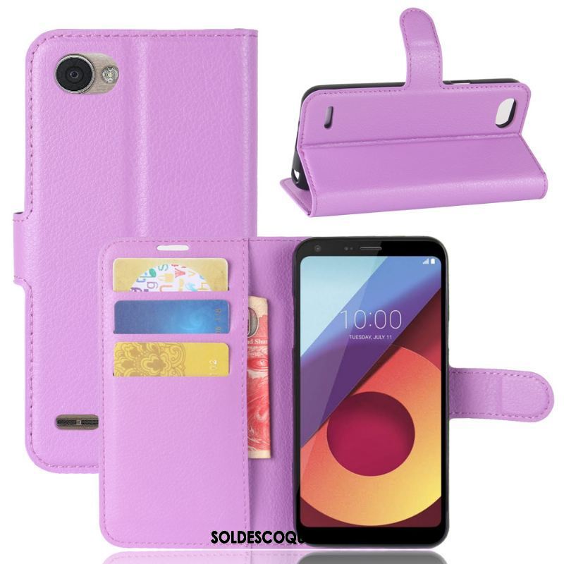 Coque Lg Q6 Protection Litchi Carte Fluide Doux Incassable Pas Cher