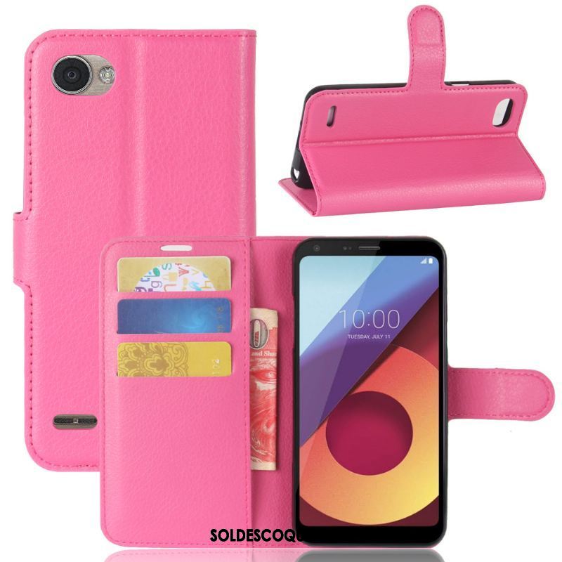 Coque Lg Q6 Protection Litchi Carte Fluide Doux Incassable Pas Cher