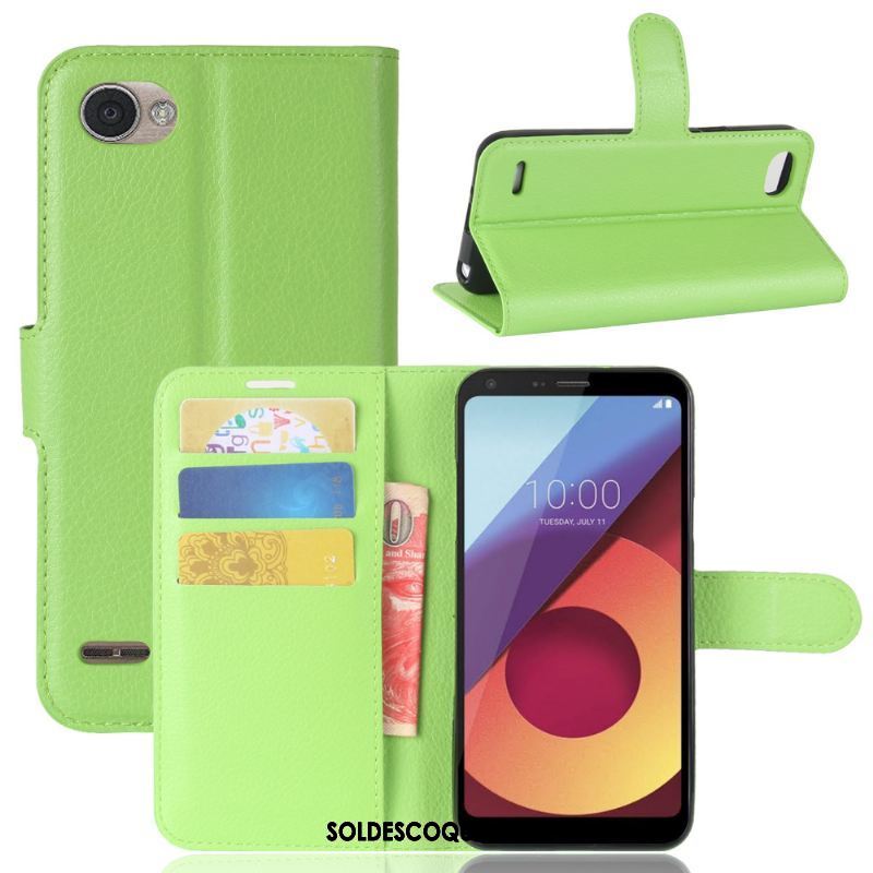 Coque Lg Q6 Protection Litchi Carte Fluide Doux Incassable Pas Cher