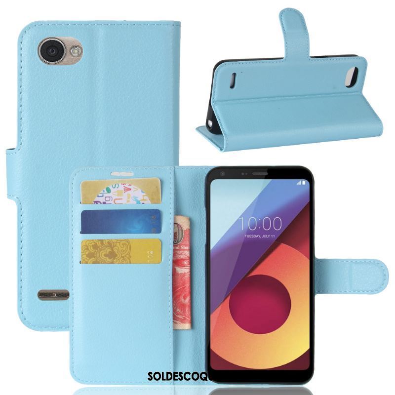 Coque Lg Q6 Protection Litchi Carte Fluide Doux Incassable Pas Cher