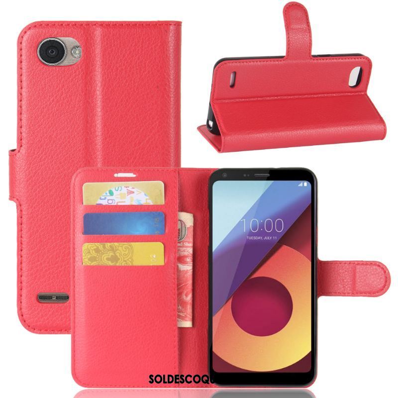 Coque Lg Q6 Protection Litchi Carte Fluide Doux Incassable Pas Cher