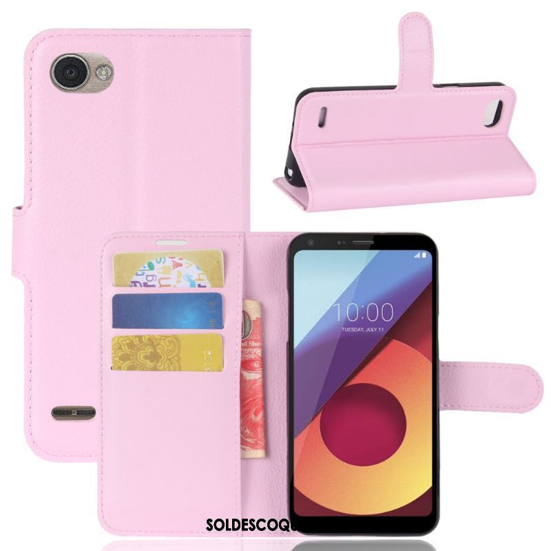 Coque Lg Q6 Protection Litchi Carte Fluide Doux Incassable Pas Cher