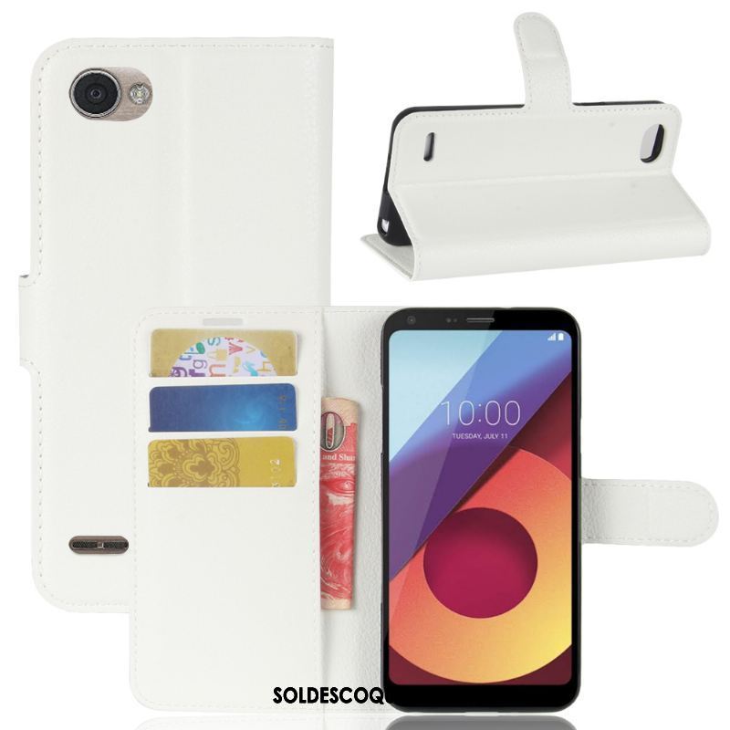 Coque Lg Q6 Protection Litchi Carte Fluide Doux Incassable Pas Cher