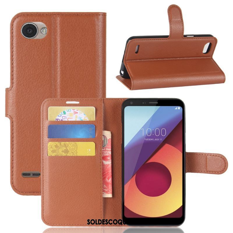 Coque Lg Q6 Protection Litchi Carte Fluide Doux Incassable Pas Cher