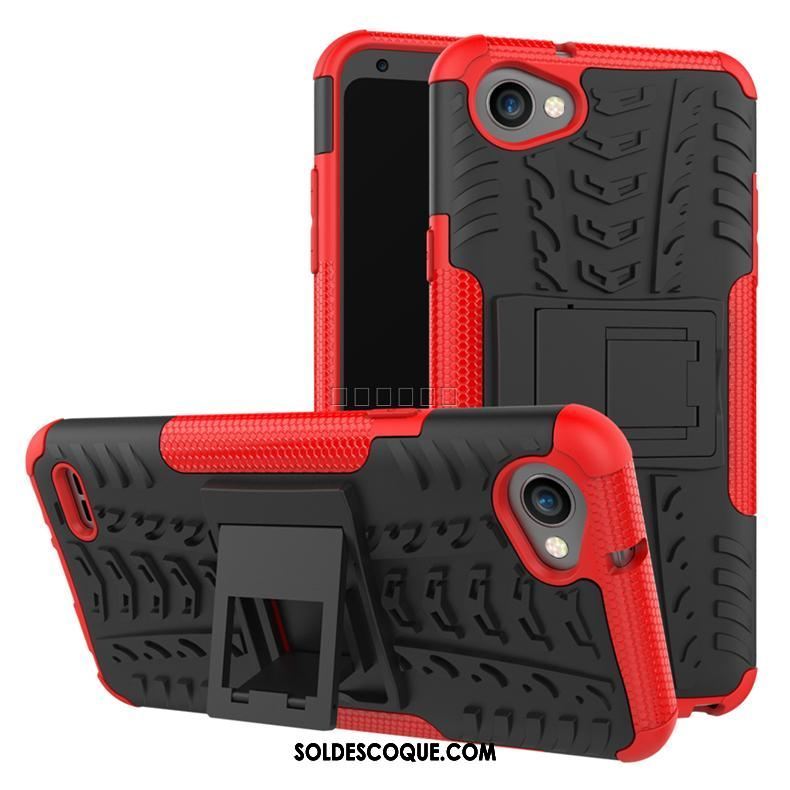 Coque Lg Q6 Téléphone Portable Rouge Support Trois Défenses Étui En Ligne