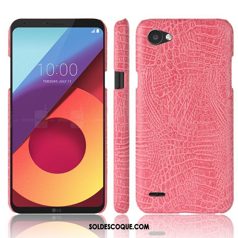 Coque Lg Q6 Étui En Cuir Téléphone Portable Protection Rouge Crocodile Modèle Pas Cher