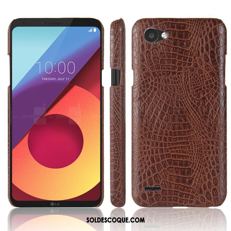 Coque Lg Q6 Étui En Cuir Téléphone Portable Protection Rouge Crocodile Modèle Pas Cher