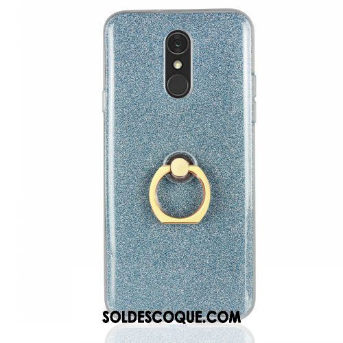 Coque Lg Q7 Incassable Protection Support Anneau Bleu Pas Cher