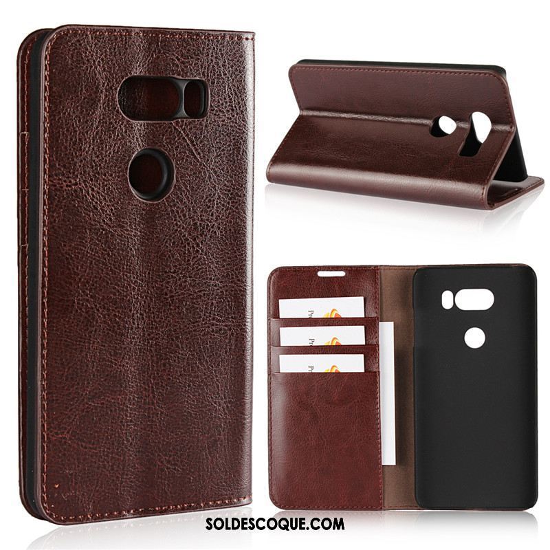 Coque Lg V30 Cuir Véritable Tout Compris Incassable Support Étui En Cuir Pas Cher