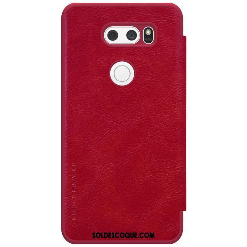 Coque Lg V30 Protection Business Étui En Cuir Rouge Or En Vente