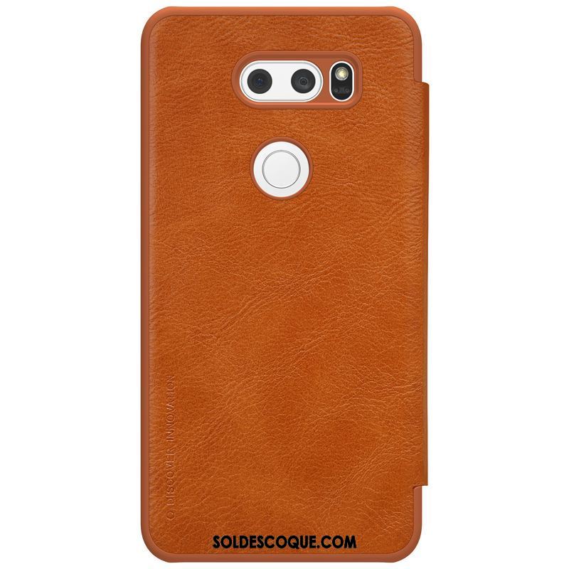 Coque Lg V30 Protection Business Étui En Cuir Rouge Or En Vente