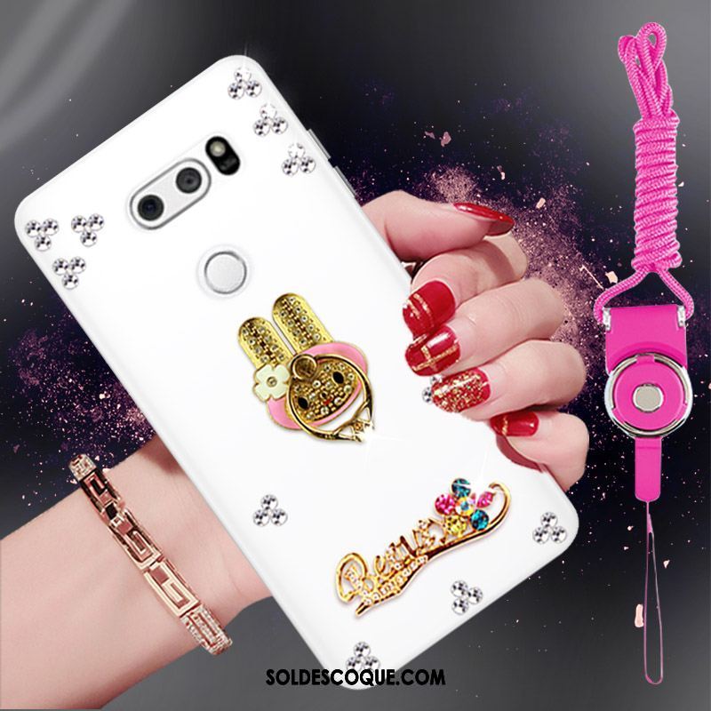 Coque Lg V30 Protection Étui Blanc Silicone Strass Soldes