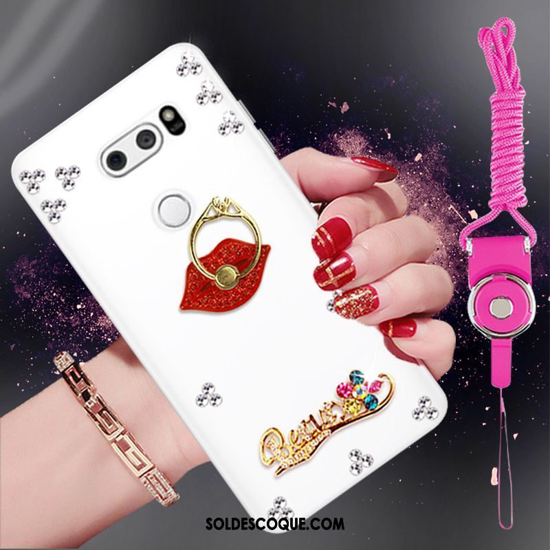 Coque Lg V30 Protection Étui Blanc Silicone Strass Soldes
