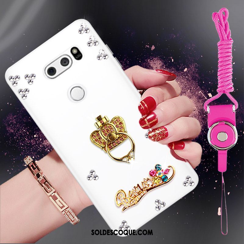 Coque Lg V30 Protection Étui Blanc Silicone Strass Soldes