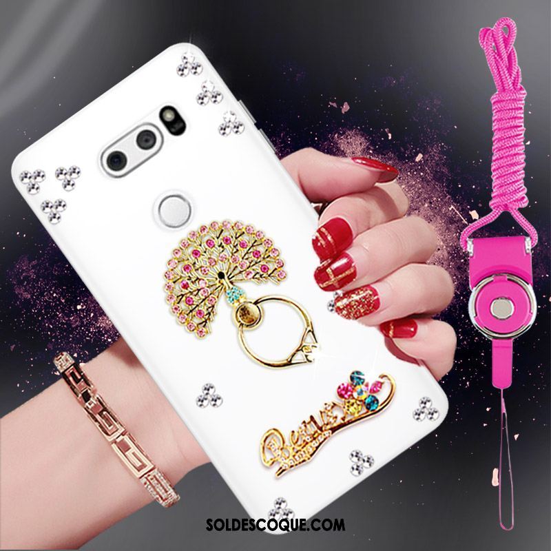 Coque Lg V30 Protection Étui Blanc Silicone Strass Soldes