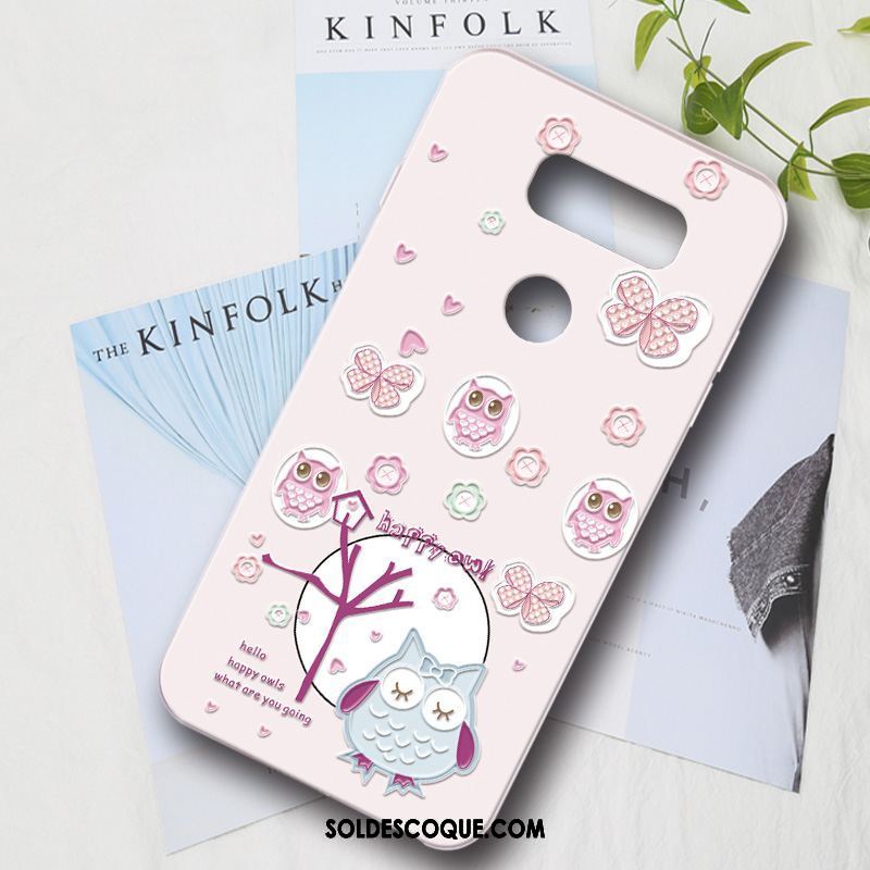 Coque Lg V30 Rose Dessin Animé Personnalité Protection Fluide Doux Pas Cher