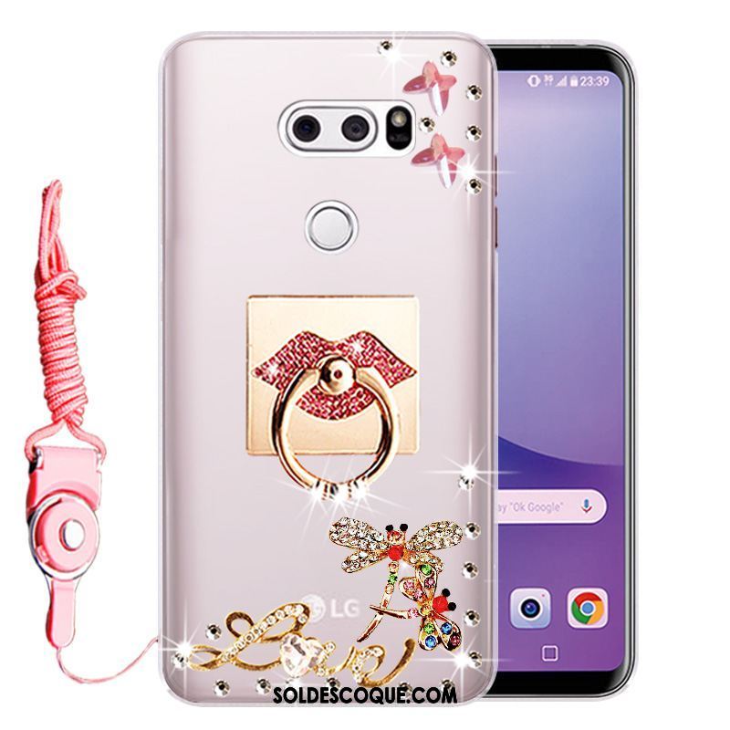 Coque Lg V30 Silicone Fluide Doux Rose Incassable Téléphone Portable Soldes