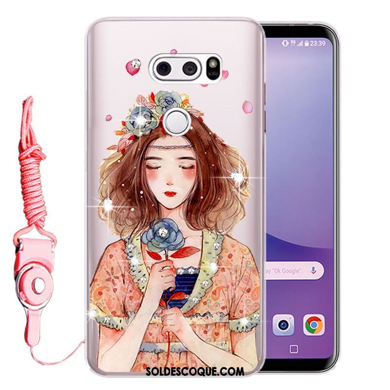 Coque Lg V30 Silicone Fluide Doux Rose Incassable Téléphone Portable Soldes