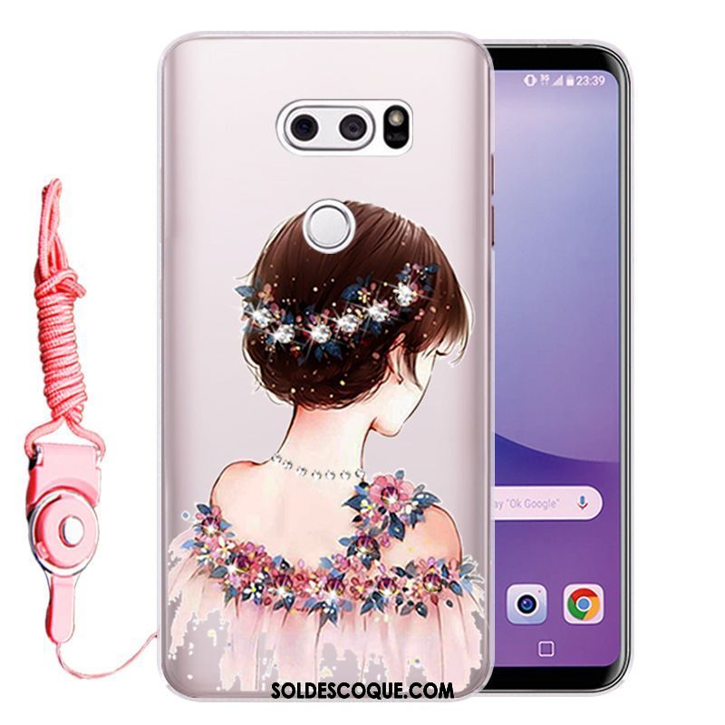 Coque Lg V30 Silicone Fluide Doux Rose Incassable Téléphone Portable Soldes