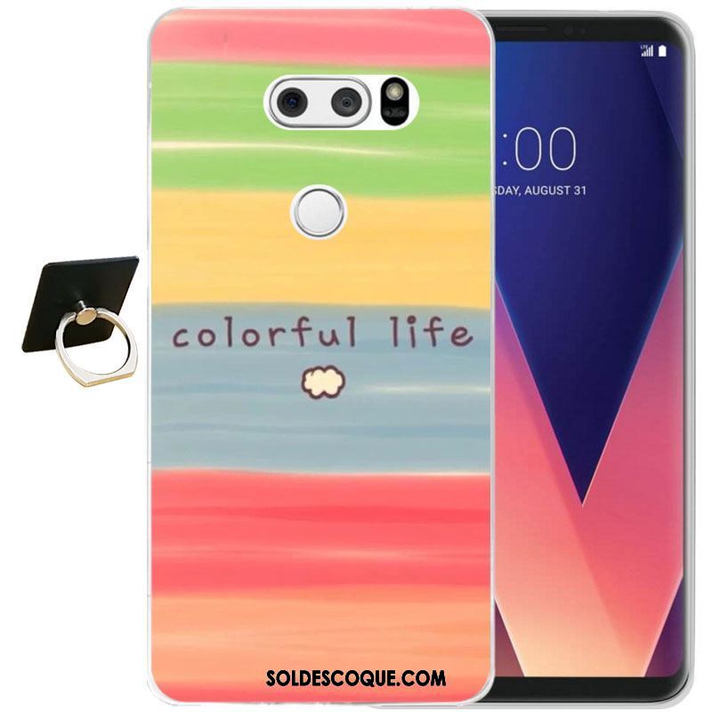 Coque Lg V30 Tout Compris Dessin Animé Protection Contre Les Explosions Gaufrage Silicone Pas Cher