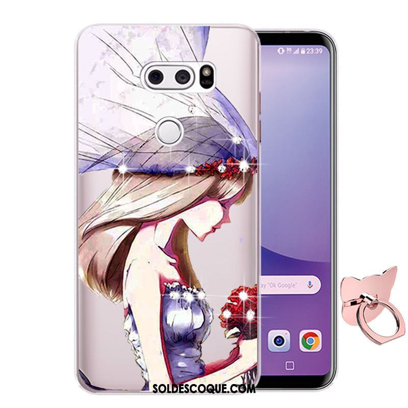 Coque Lg V30 Téléphone Portable Protection Fluide Doux Dessin Animé Rose Pas Cher