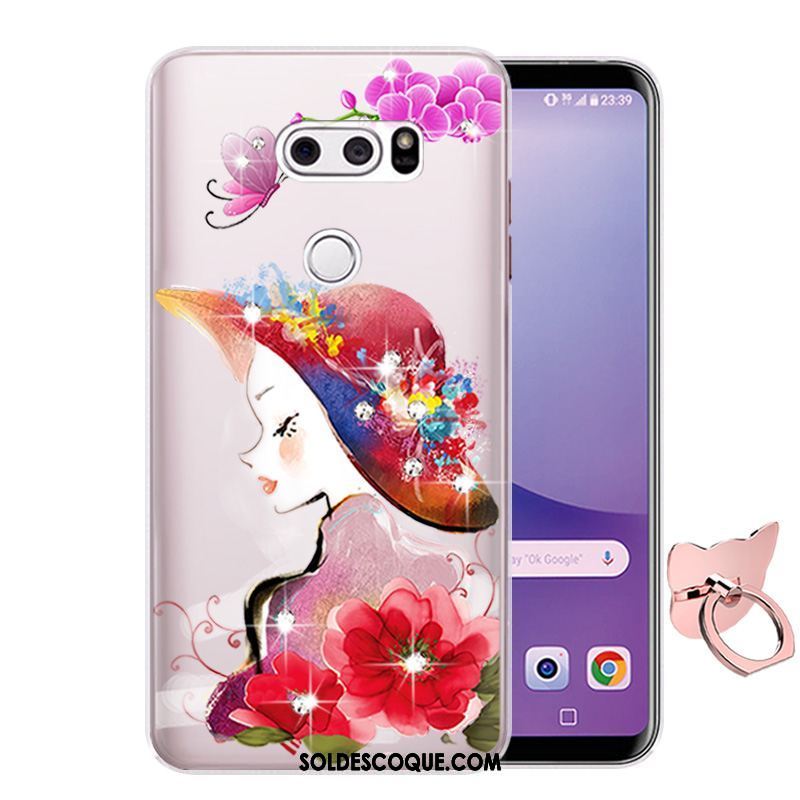 Coque Lg V30 Téléphone Portable Protection Fluide Doux Dessin Animé Rose Pas Cher