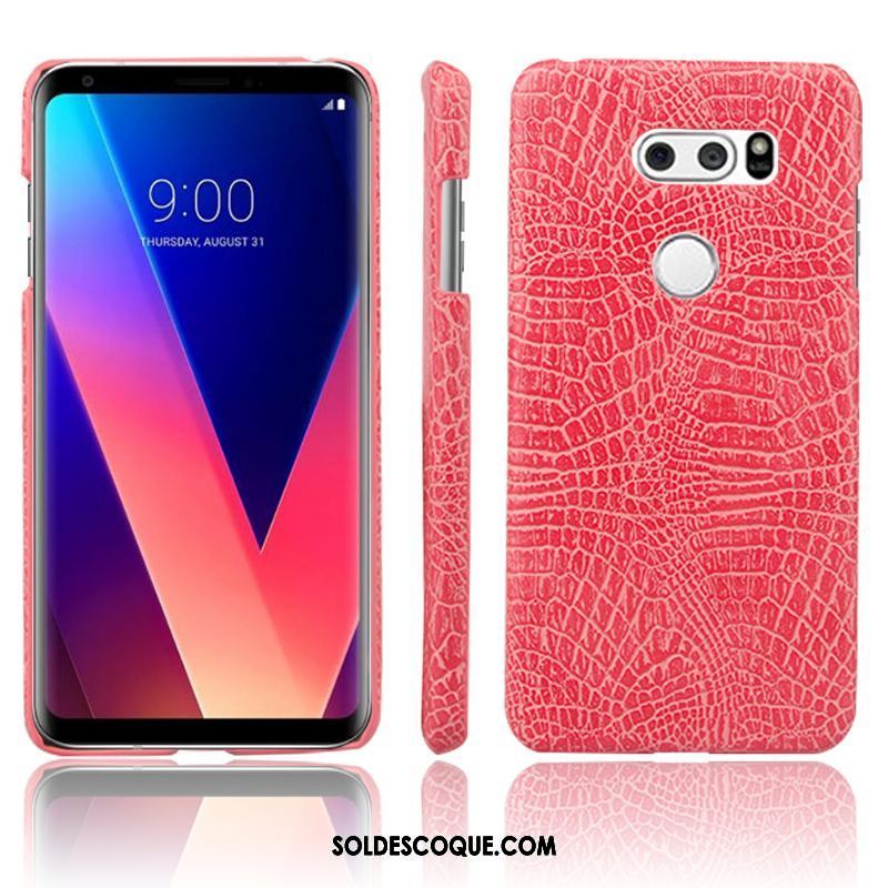 Coque Lg V30 Étui En Cuir Personnalité Rouge Nouveau Téléphone Portable Pas Cher