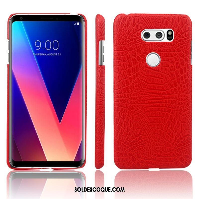 Coque Lg V30 Étui En Cuir Personnalité Rouge Nouveau Téléphone Portable Pas Cher