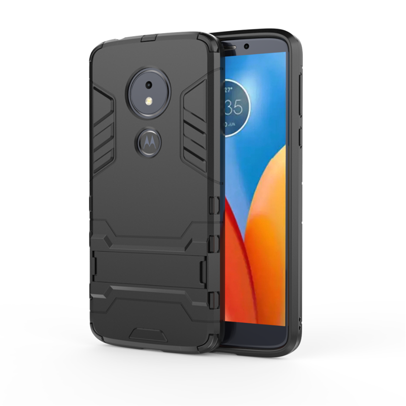 Coque Moto E5 Trois Défenses Armure Étui Bleu Support Pas Cher