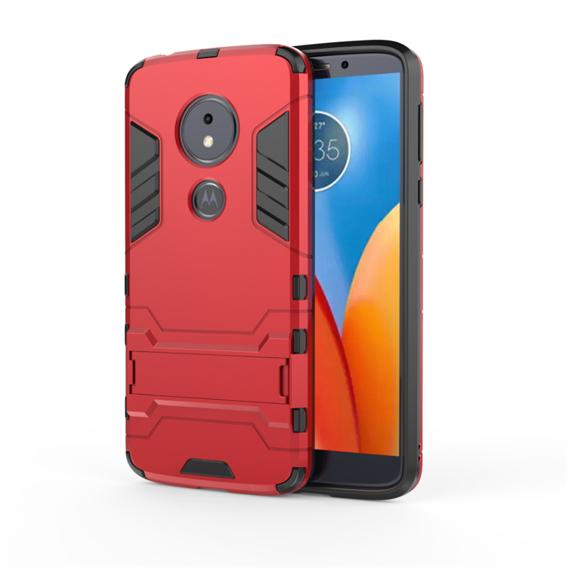 Coque Moto E5 Trois Défenses Armure Étui Bleu Support Pas Cher