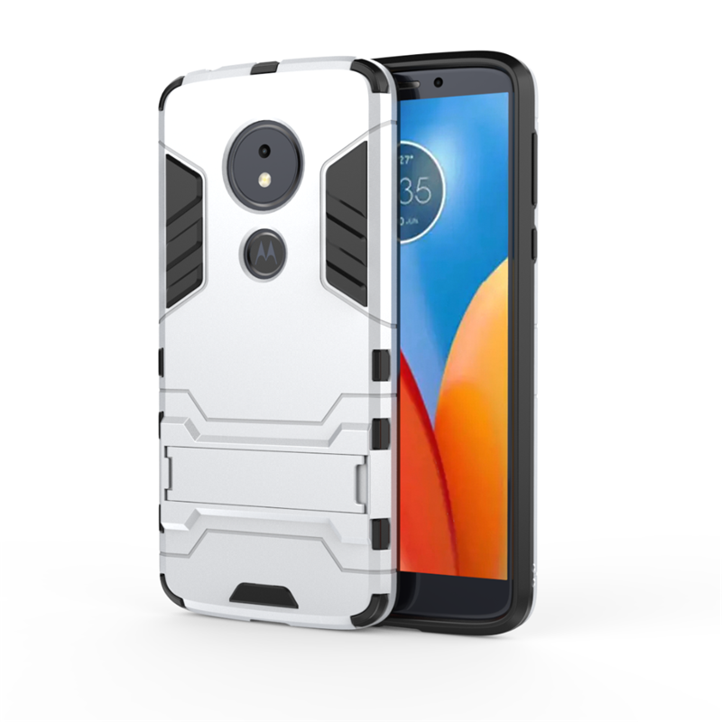 Coque Moto E5 Trois Défenses Armure Étui Bleu Support Pas Cher