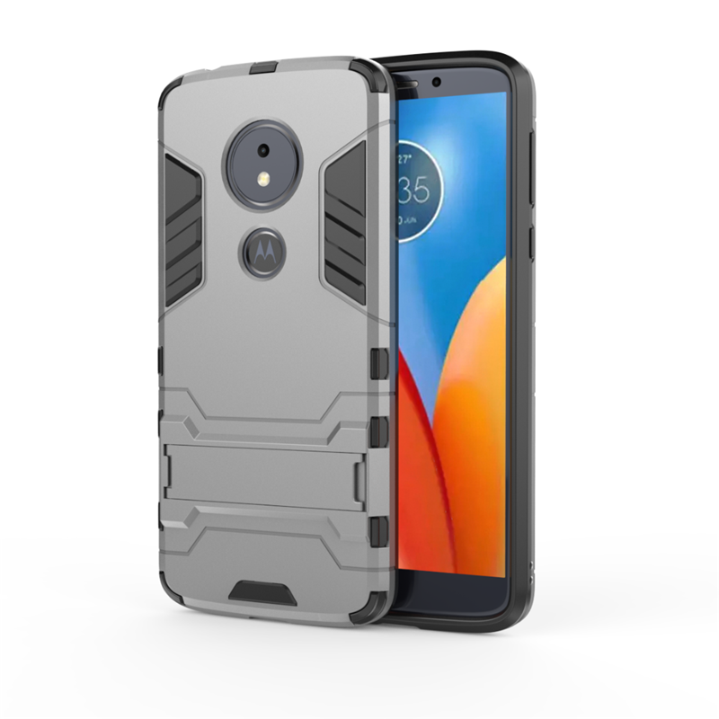 Coque Moto E5 Trois Défenses Armure Étui Bleu Support Pas Cher