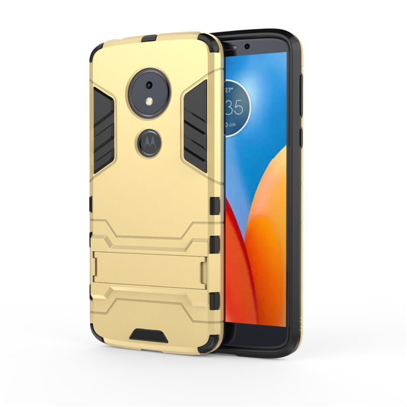 Coque Moto E5 Trois Défenses Armure Étui Bleu Support Pas Cher