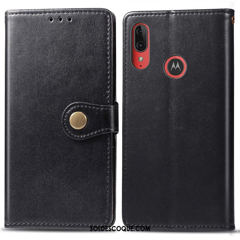 Coque Moto E6 Plus Business Couleur Unie Protection Étui En Cuir Simple En Vente