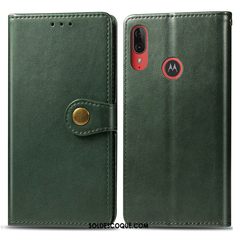 Coque Moto E6 Plus Business Couleur Unie Protection Étui En Cuir Simple En Vente