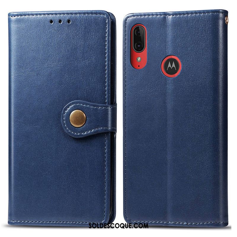 Coque Moto E6 Plus Business Couleur Unie Protection Étui En Cuir Simple En Vente