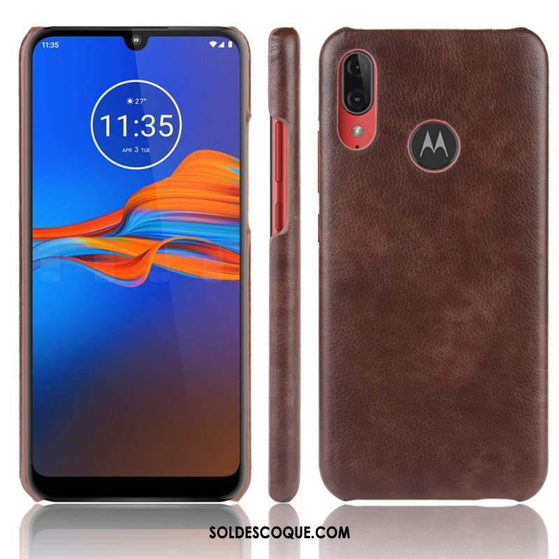 Coque Moto E6 Plus Cuir Rouge Protection Téléphone Portable Qualité En Vente