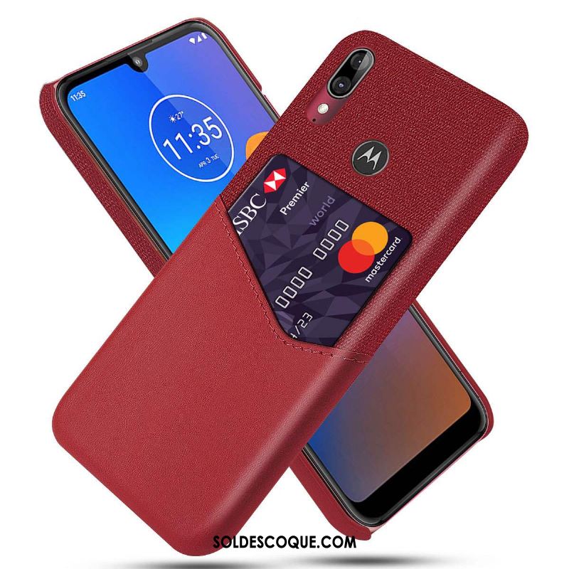 Coque Moto E6 Plus Cuir Tissu Téléphone Portable Noir Modèle Fleurie En Vente