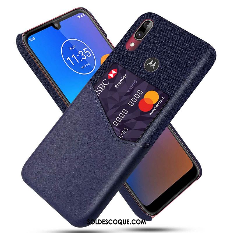 Coque Moto E6 Plus Cuir Tissu Téléphone Portable Noir Modèle Fleurie En Vente