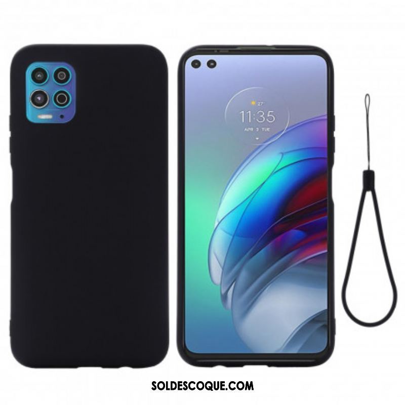 Coque Moto G100 Silicone Liquide avec Lanière