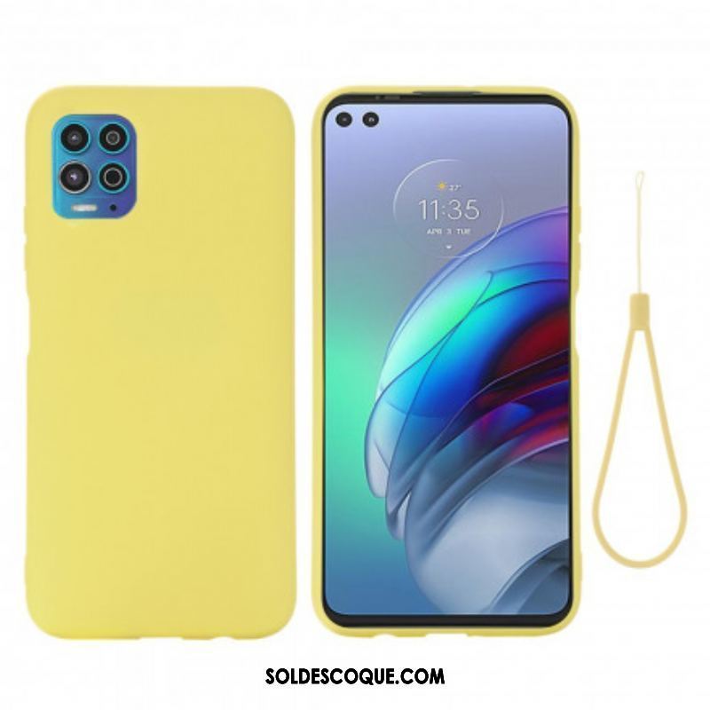 Coque Moto G100 Silicone Liquide avec Lanière