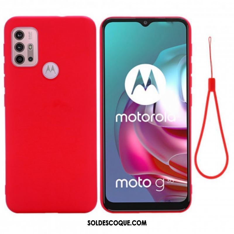 Coque Moto G30 / Moto G10 Silicone Liquide avec Lanière